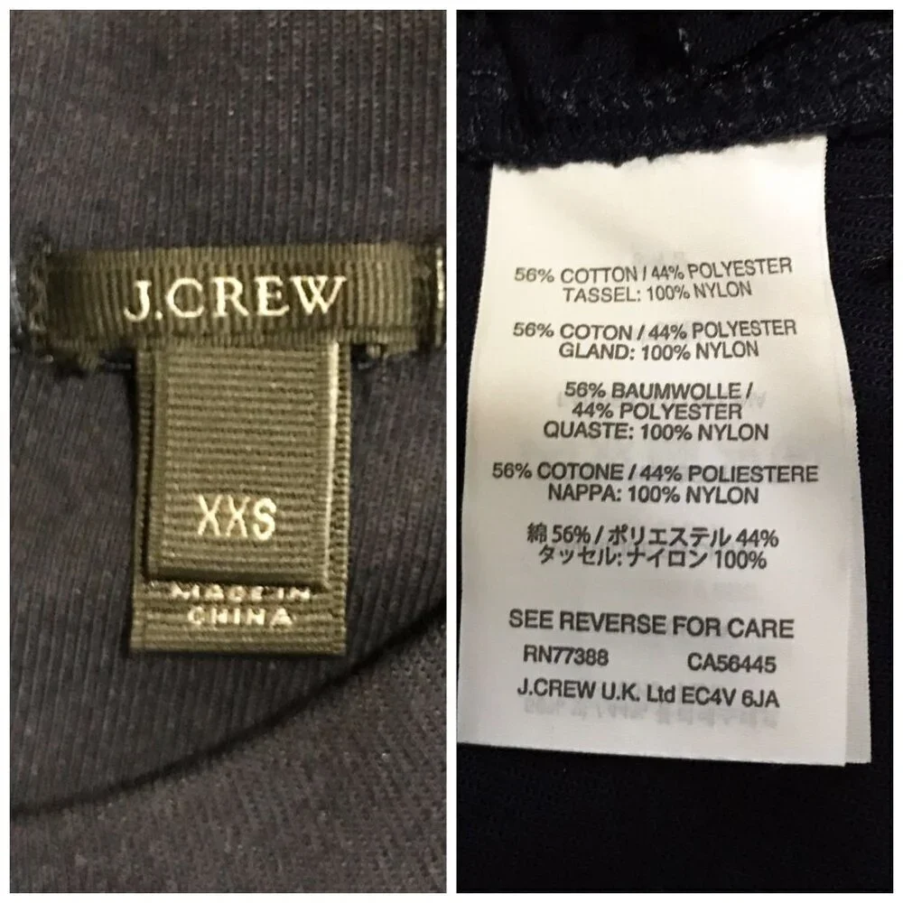 J. Crew sweatshirt with fringe hem, Size XXS